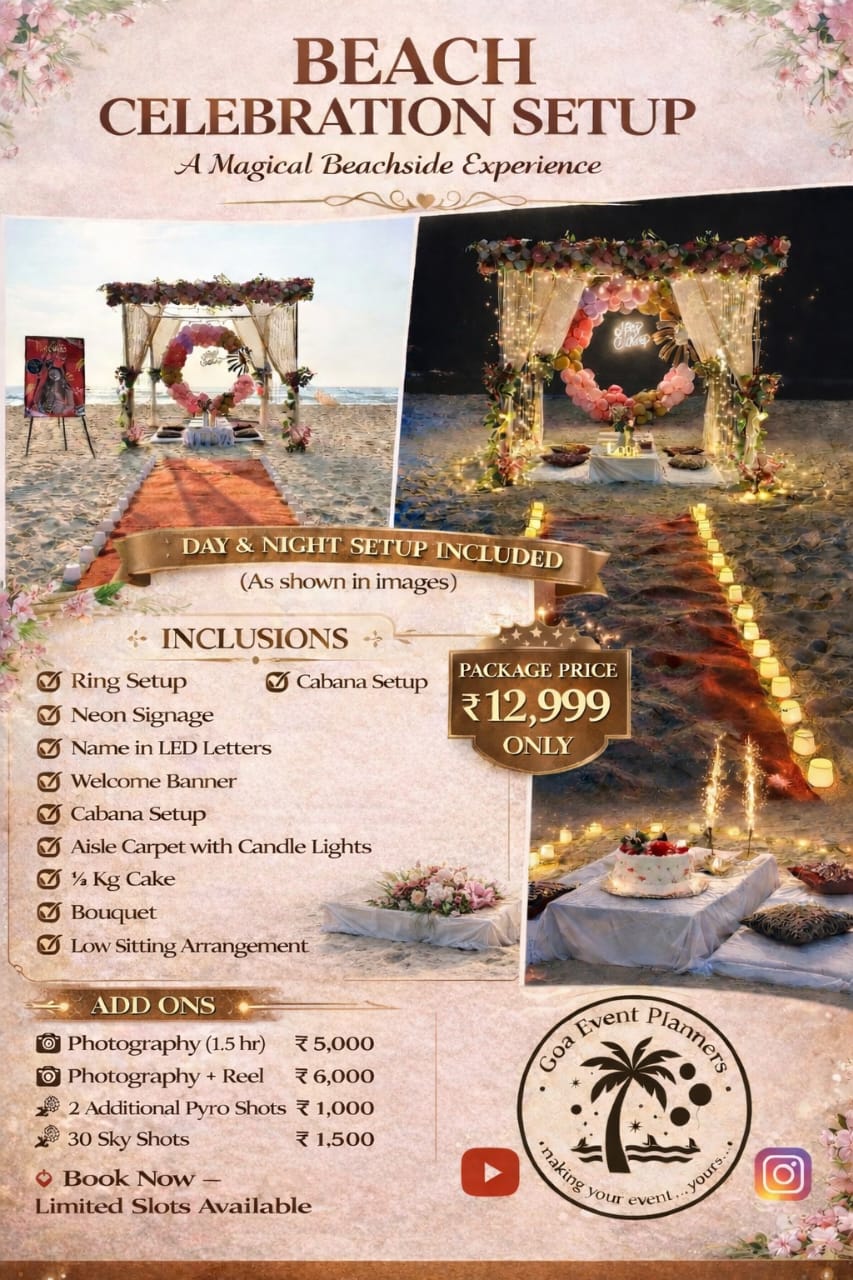 Beach Celebration Setup – Day & Night