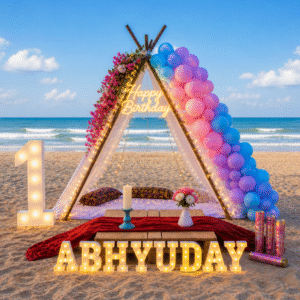 Pastel Balloon Teepee Birthday with LED Name - GEP-TEEPEE-ST4-6499